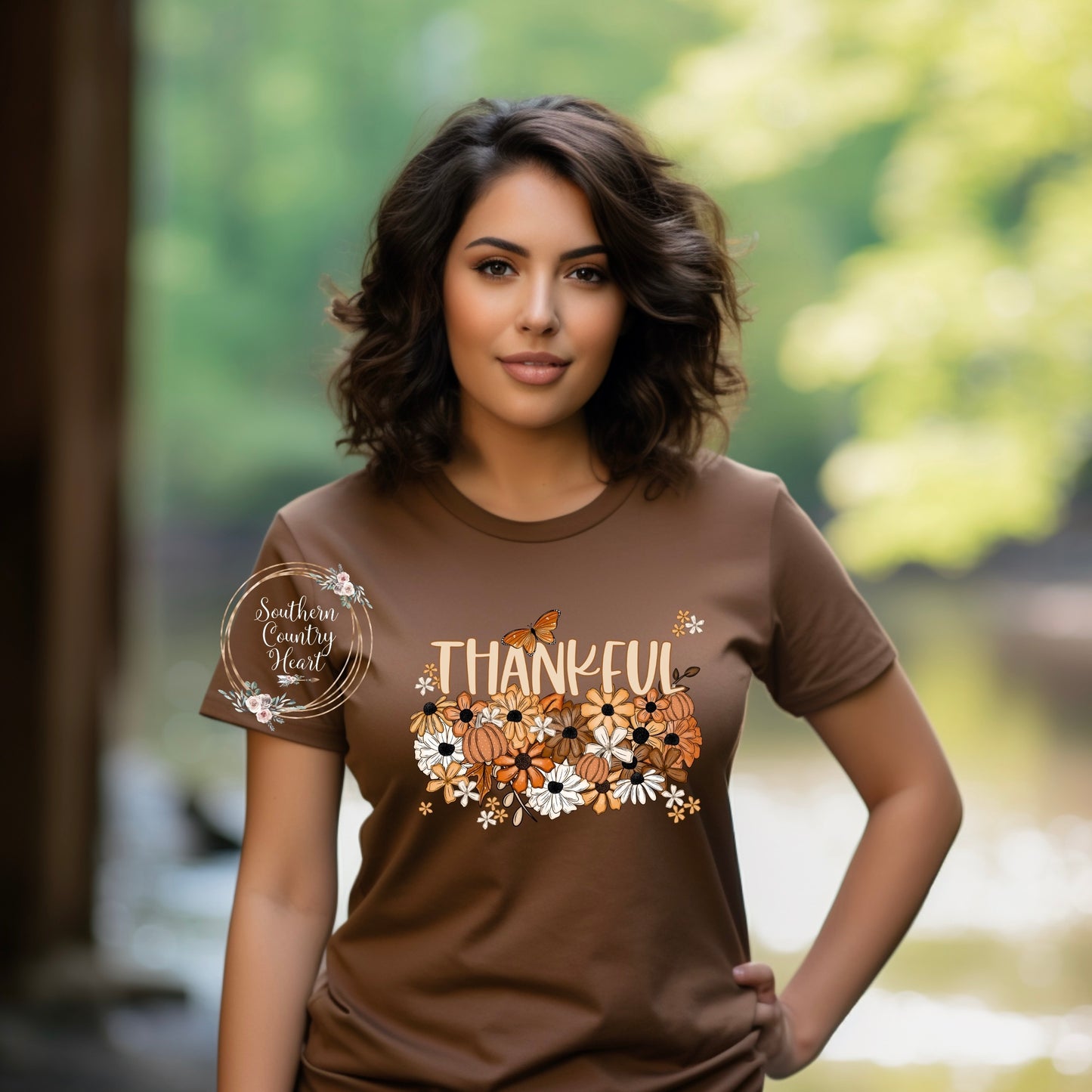 Fall Floral Thankful Tee-Shirt