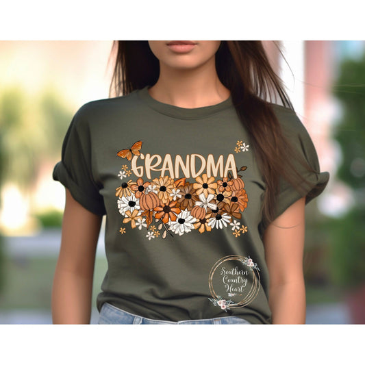 Fall Floral Grandma Tee-Shirt