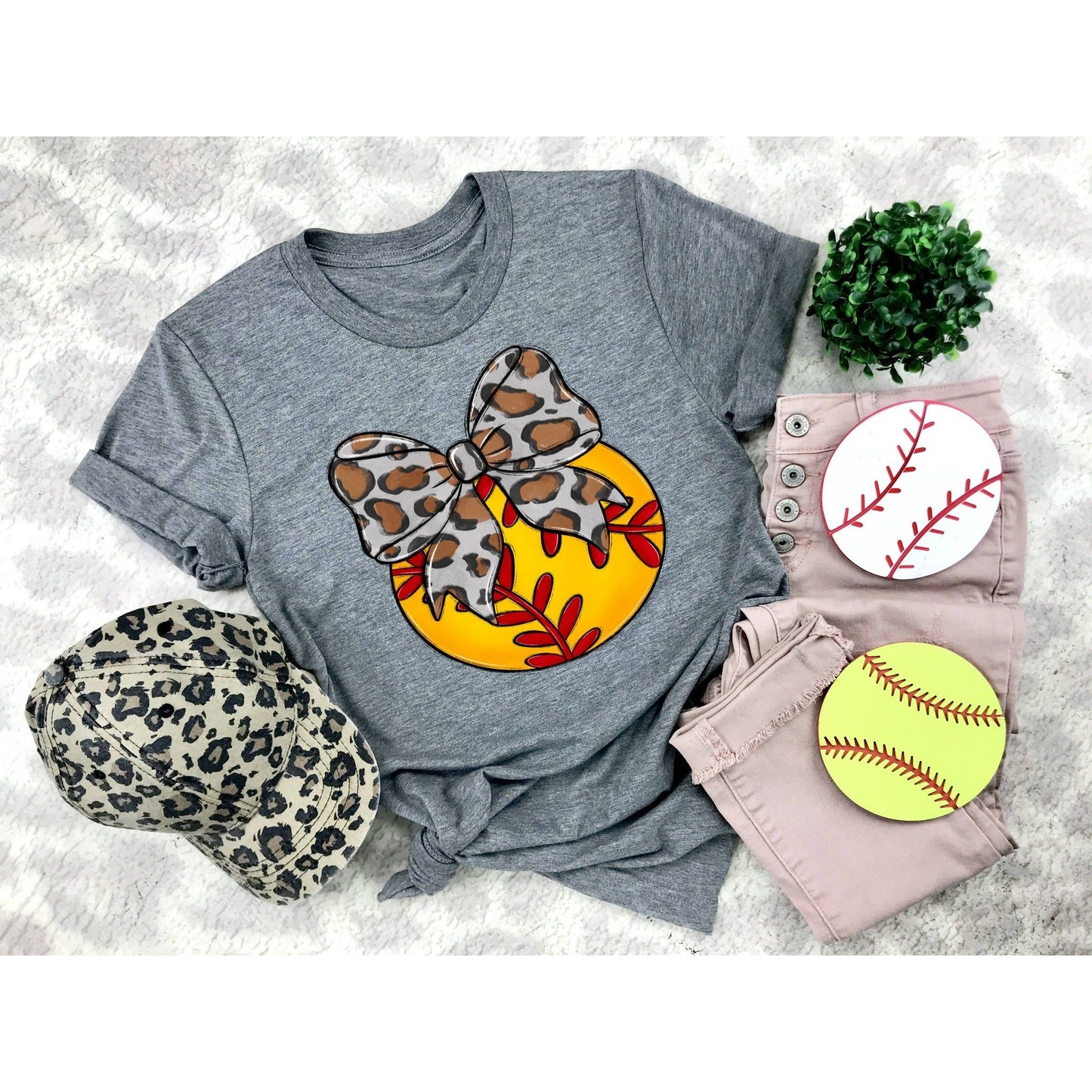 Bows and Softball Tee-Shirt