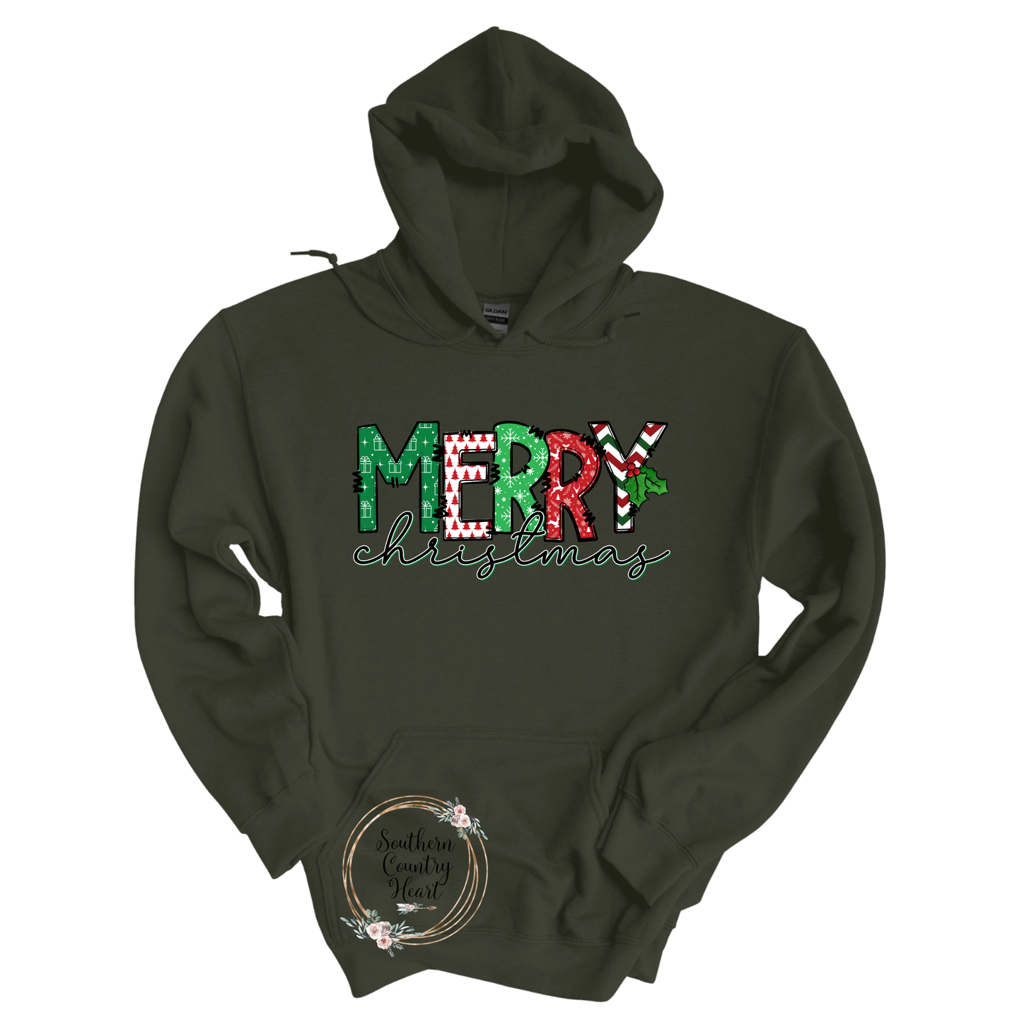 Merry Christmas Print Hoodie