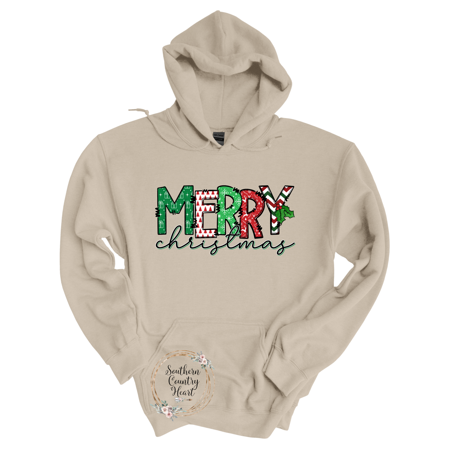 Merry Christmas Print Hoodie