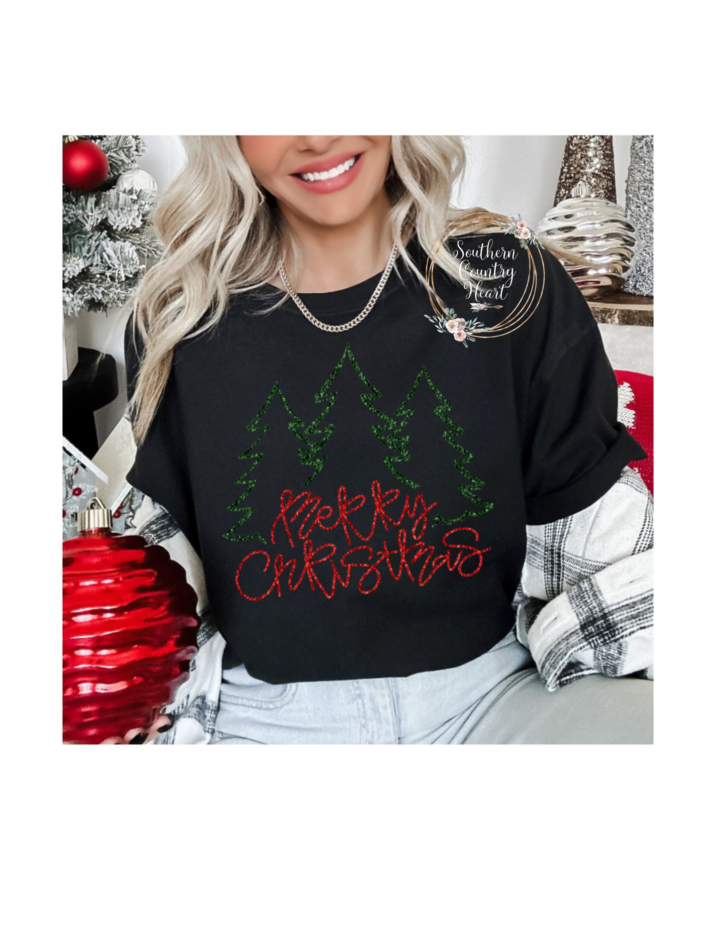 Merry Christmas Tree Trio Sweatshirt