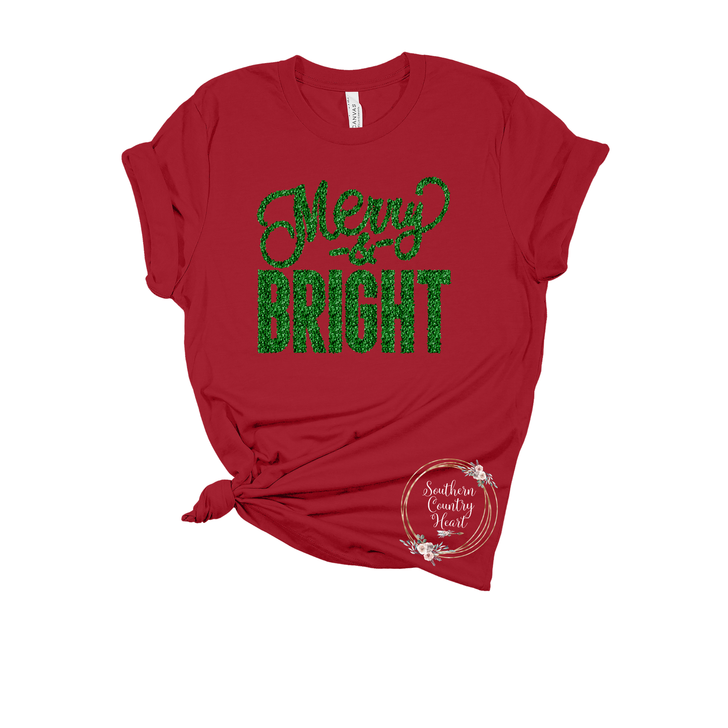 Merry & Bright Green Glitter Tee-Shirt