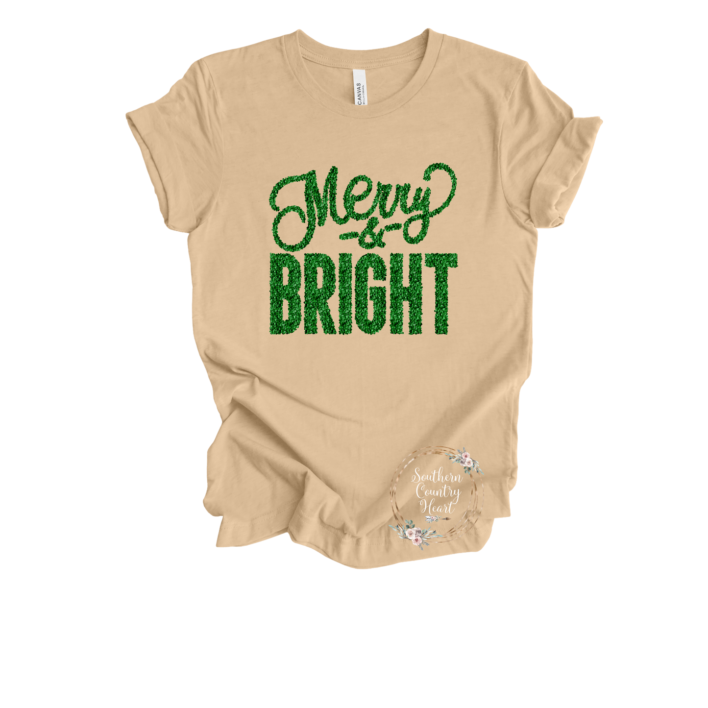 Merry & Bright Green Glitter Tee-Shirt