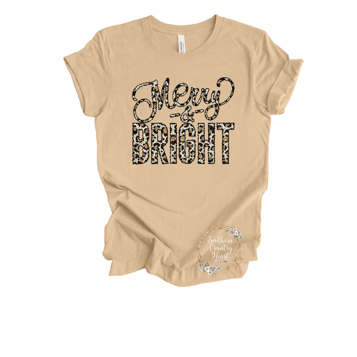 Merry & Bright Leopard Tee-Shirt