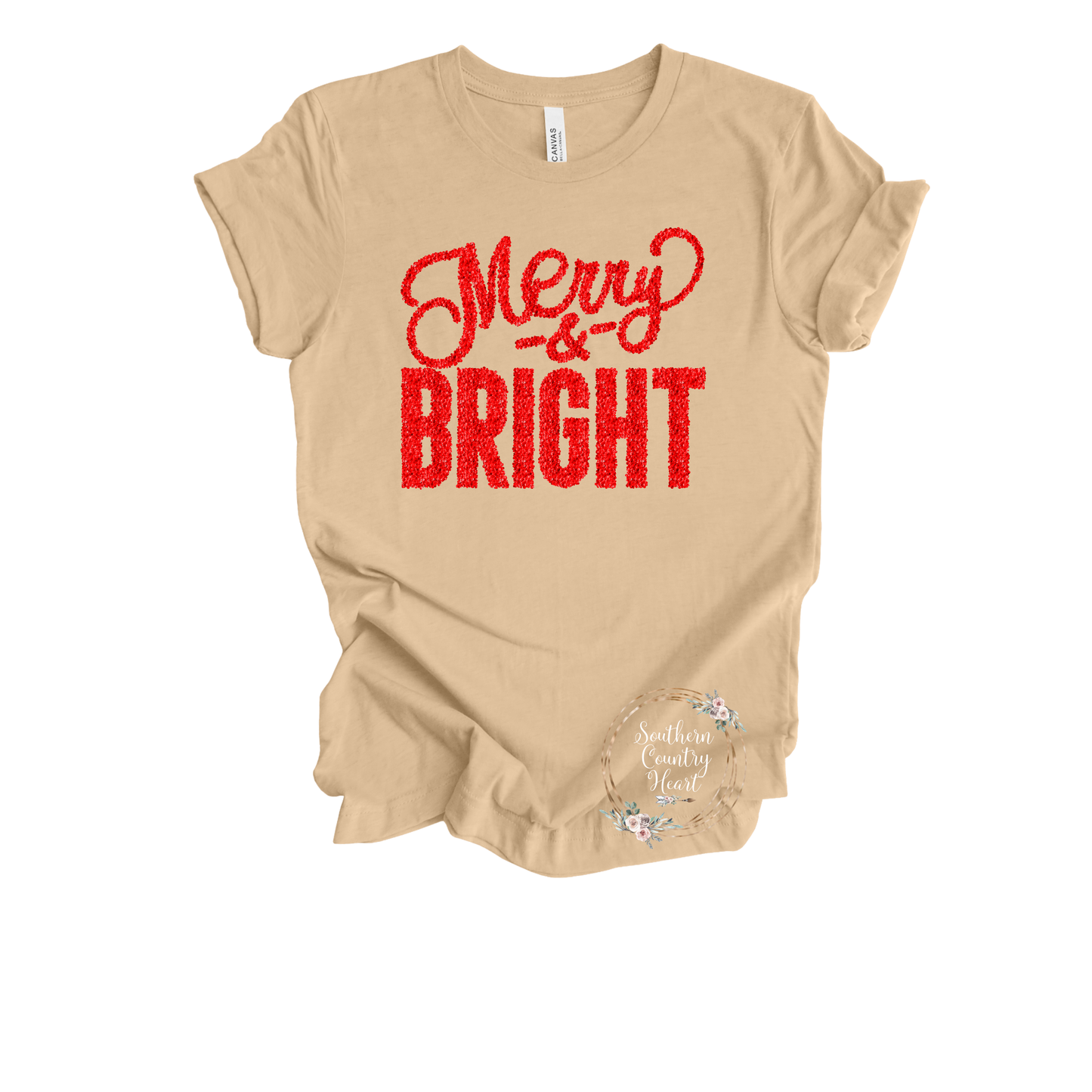 Merry & Bright Red Glitter Tee-Shirt