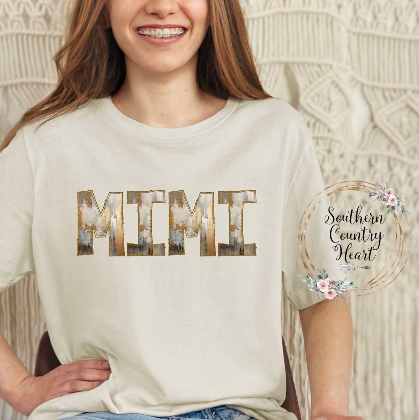 Rustic Painted Neutral Mimi Tee-Shirt