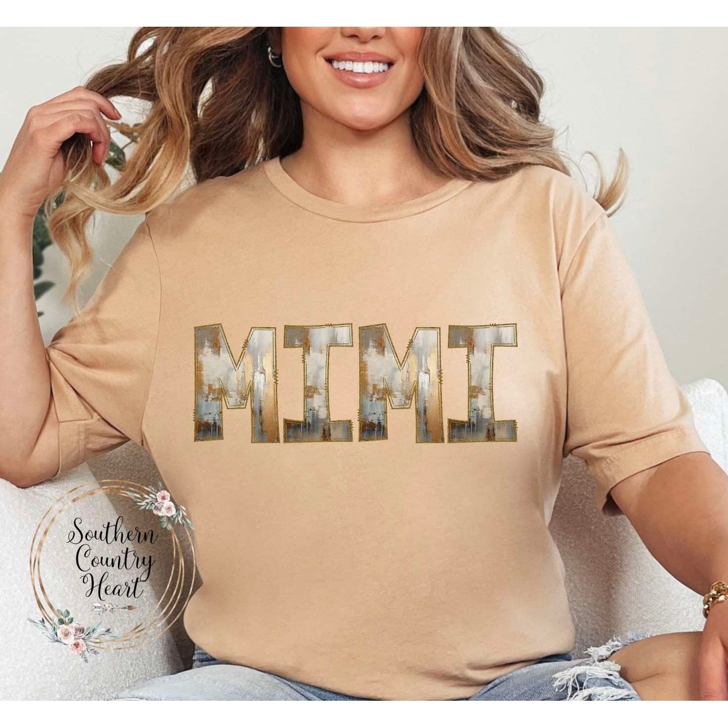 Rustic Painted Neutral Mimi Tee-Shirt