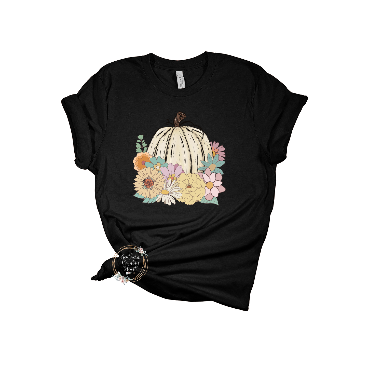 Pumpkin with Mums & Daisies Tee-Shirt