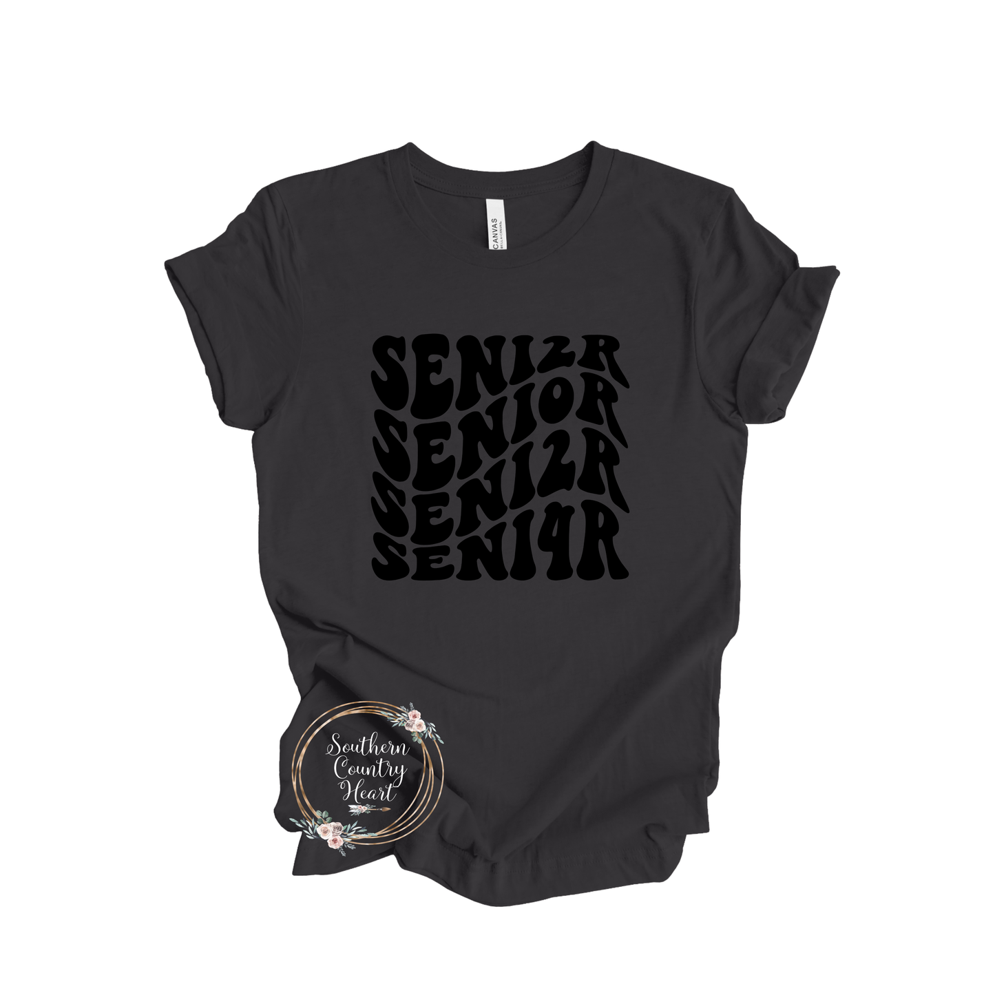 Boho Senior 2024 in Black Tee-Shirt