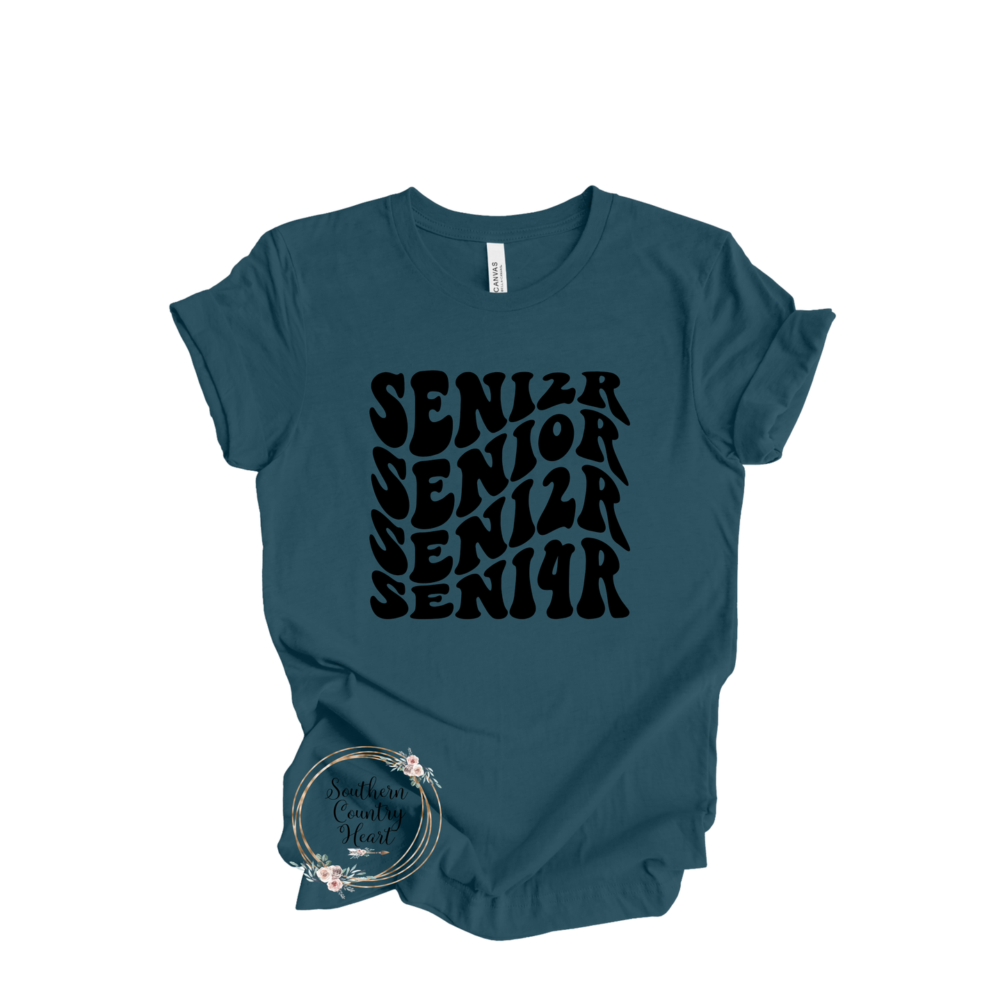 Boho Senior 2024 in Black Tee-Shirt