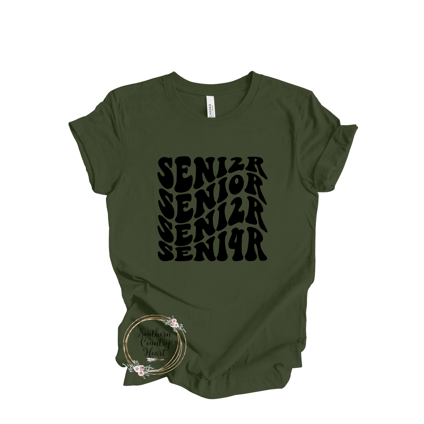 Boho Senior 2024 in Black Tee-Shirt