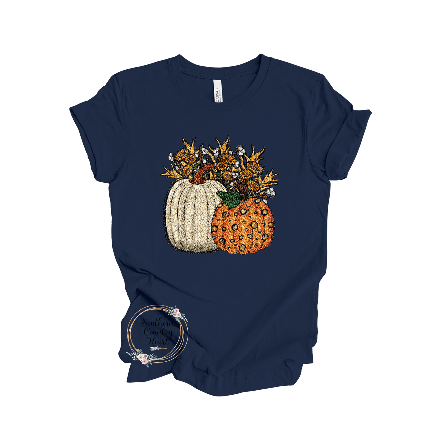 Sequin Pumpkin & Sunflowers Tee-Shirt