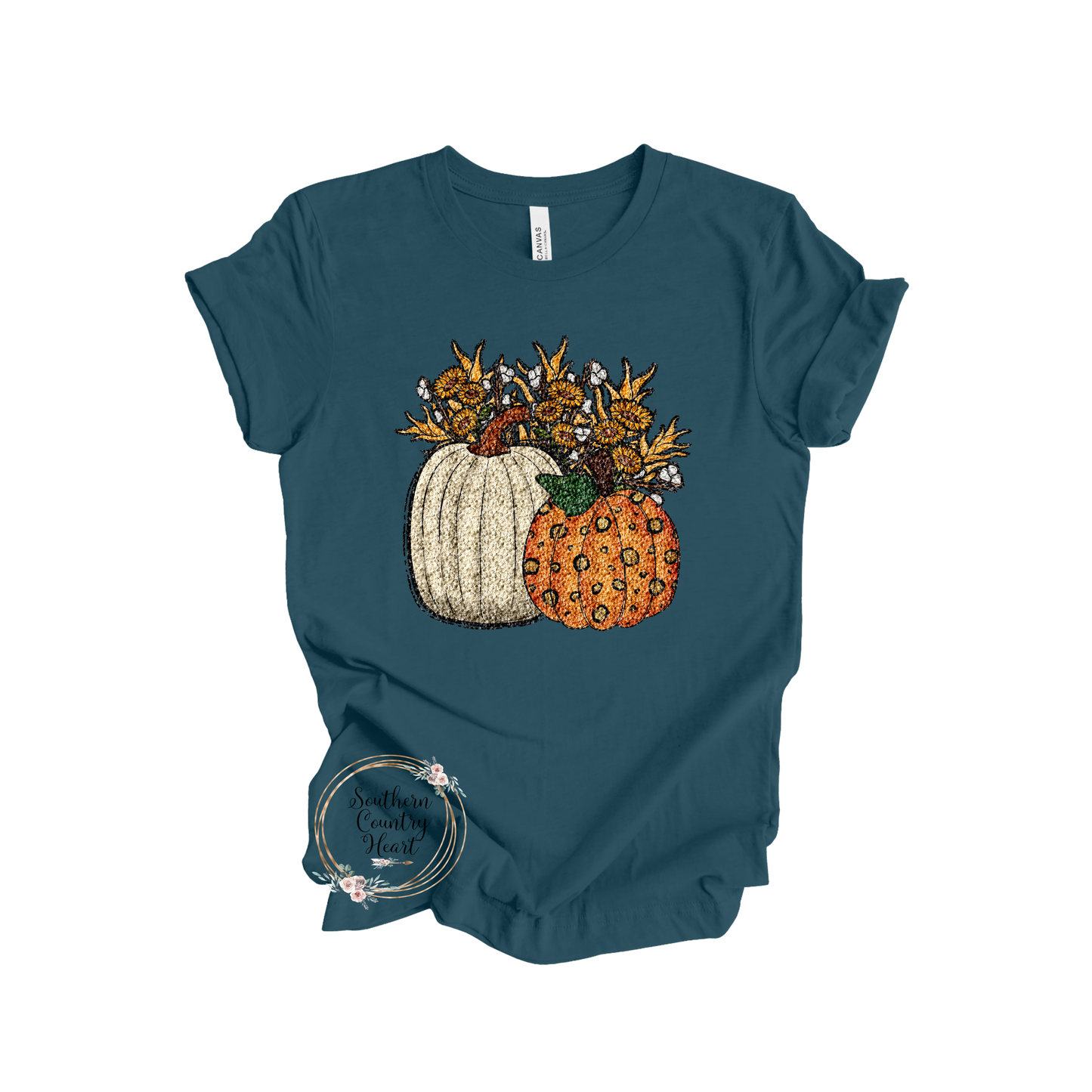 Sequin Pumpkin & Sunflowers Tee-Shirt