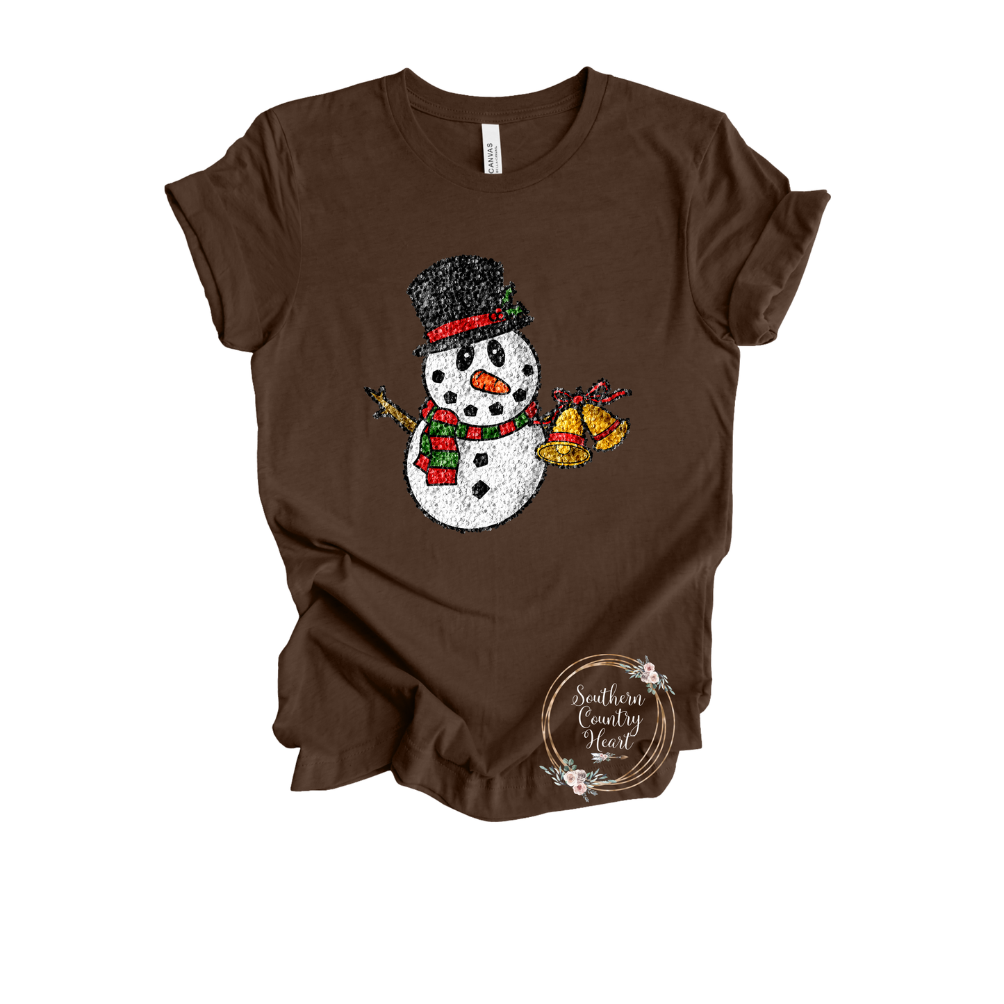 Snowman Glitter With Bell Tee-Shirt