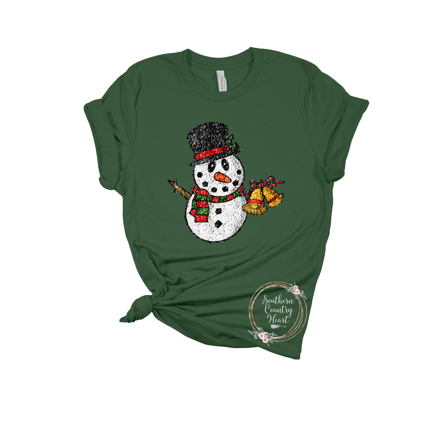 Snowman Glitter With Bell Tee-Shirt