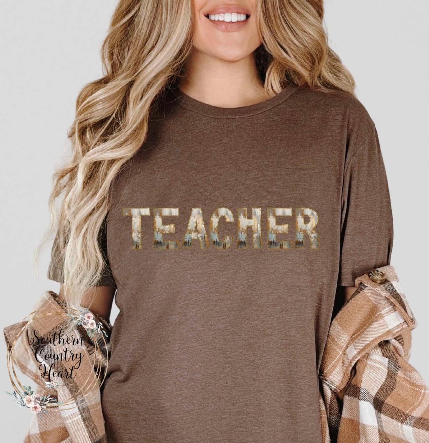 Rustic Painted Neutral Teacher Tee-Shirt