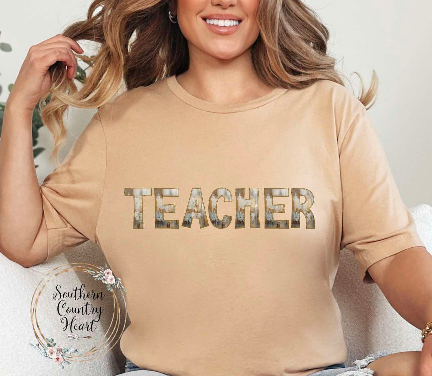 Rustic Painted Neutral Teacher Tee-Shirt