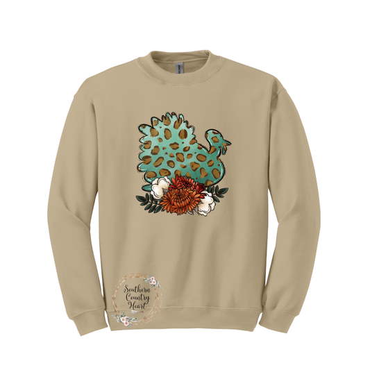 Turkey With Flowers Sweatshirt