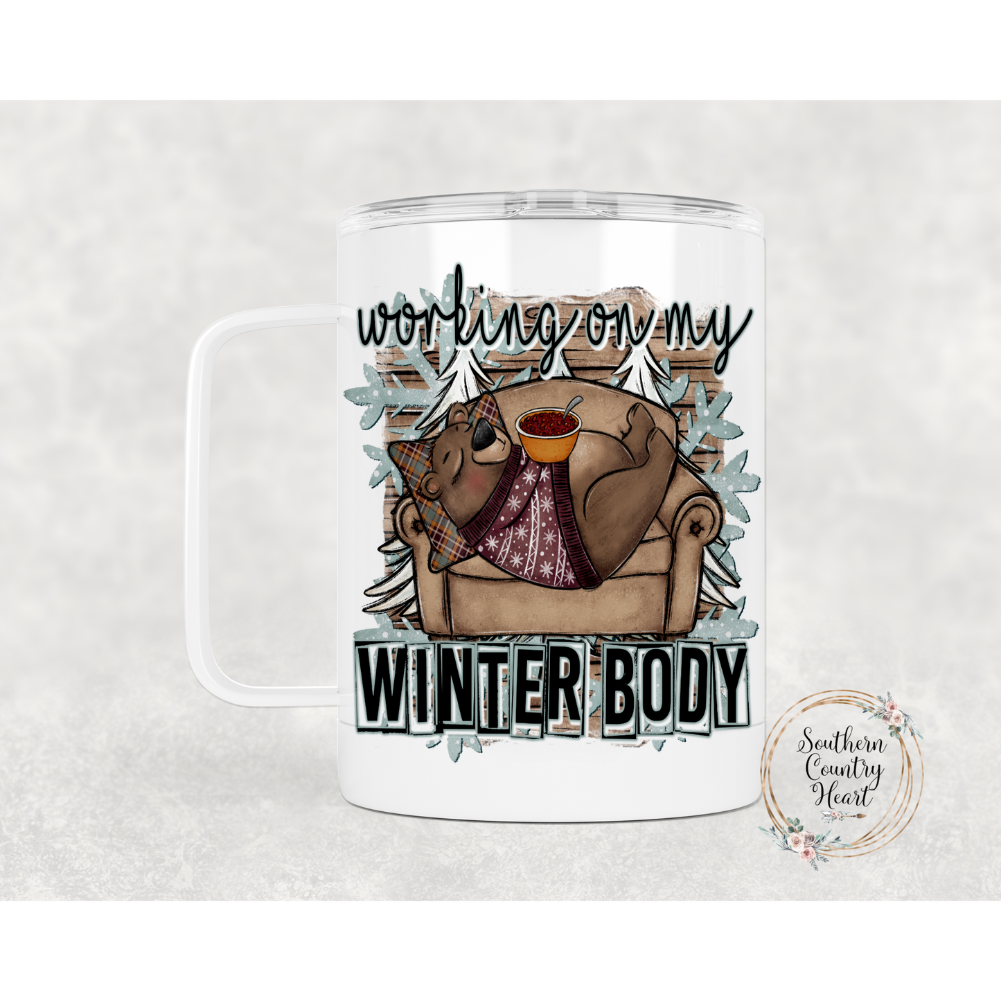 Working On My Winter Body - 12oz Travel Mug w/ Lid