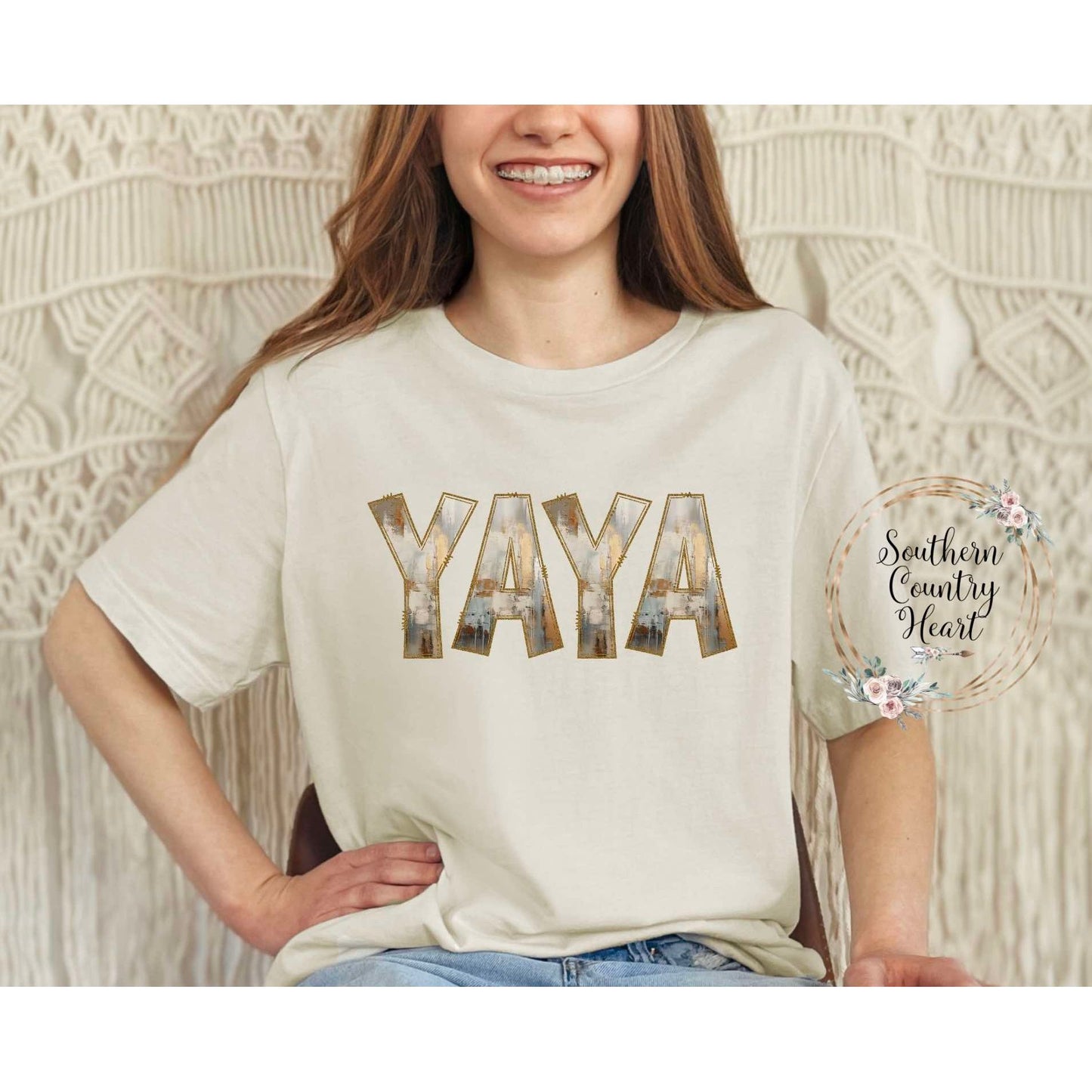 Rustic Painted Neutral Yaya Tee-Shirt