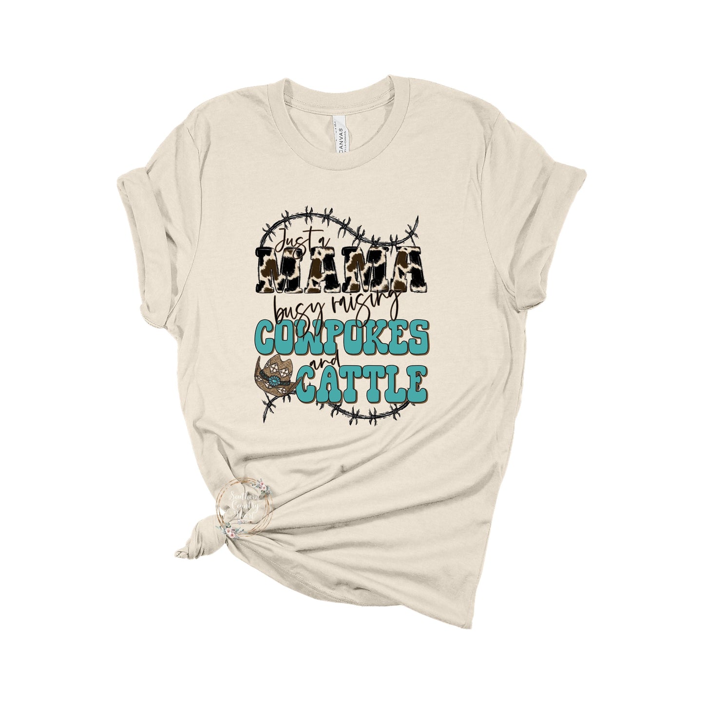 Just a Mama Raising Cowpokes & Cattle Tee - Shirt - southerncountryheart.com