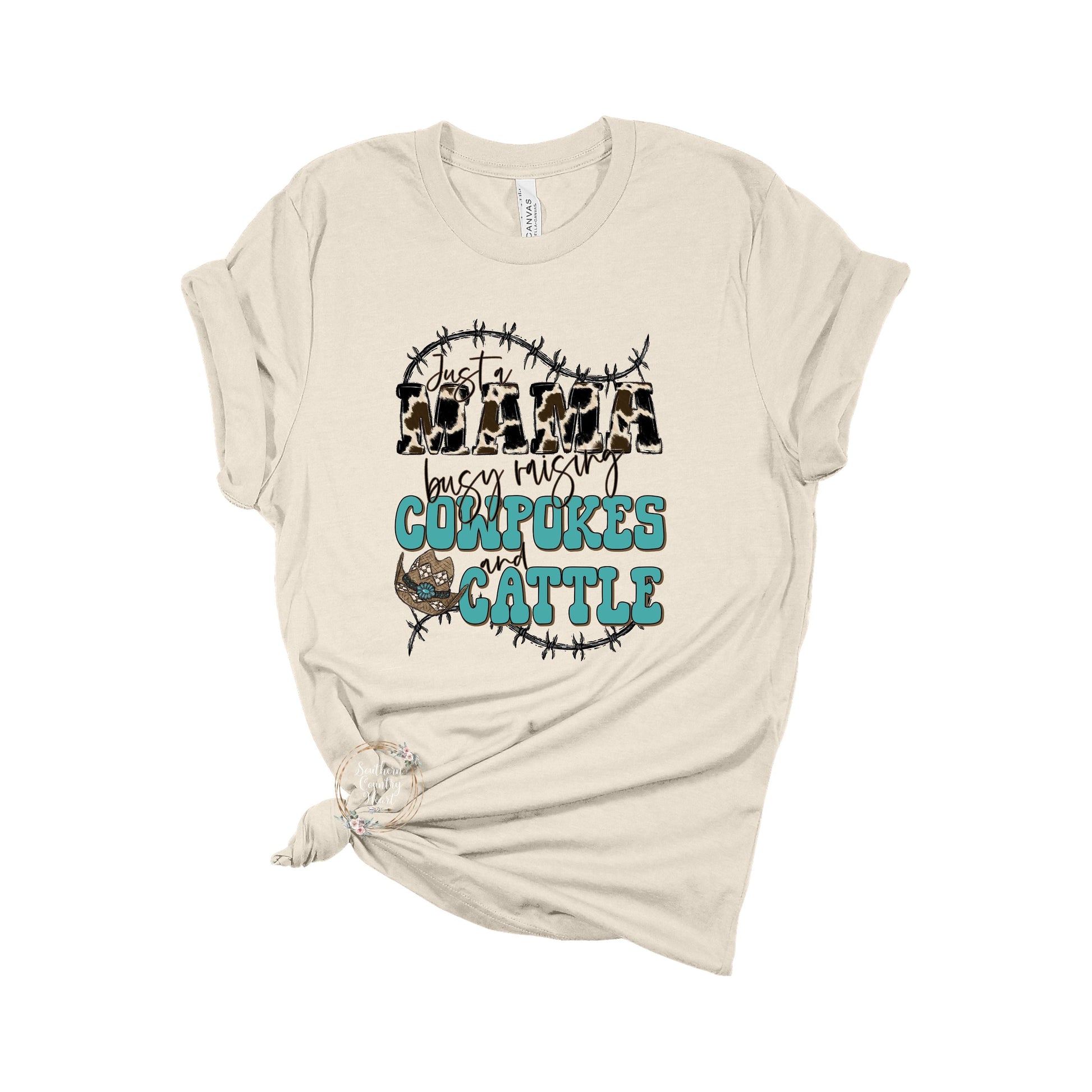 Just a Mama Raising Cowpokes & Cattle Tee - Shirt - southerncountryheart.com