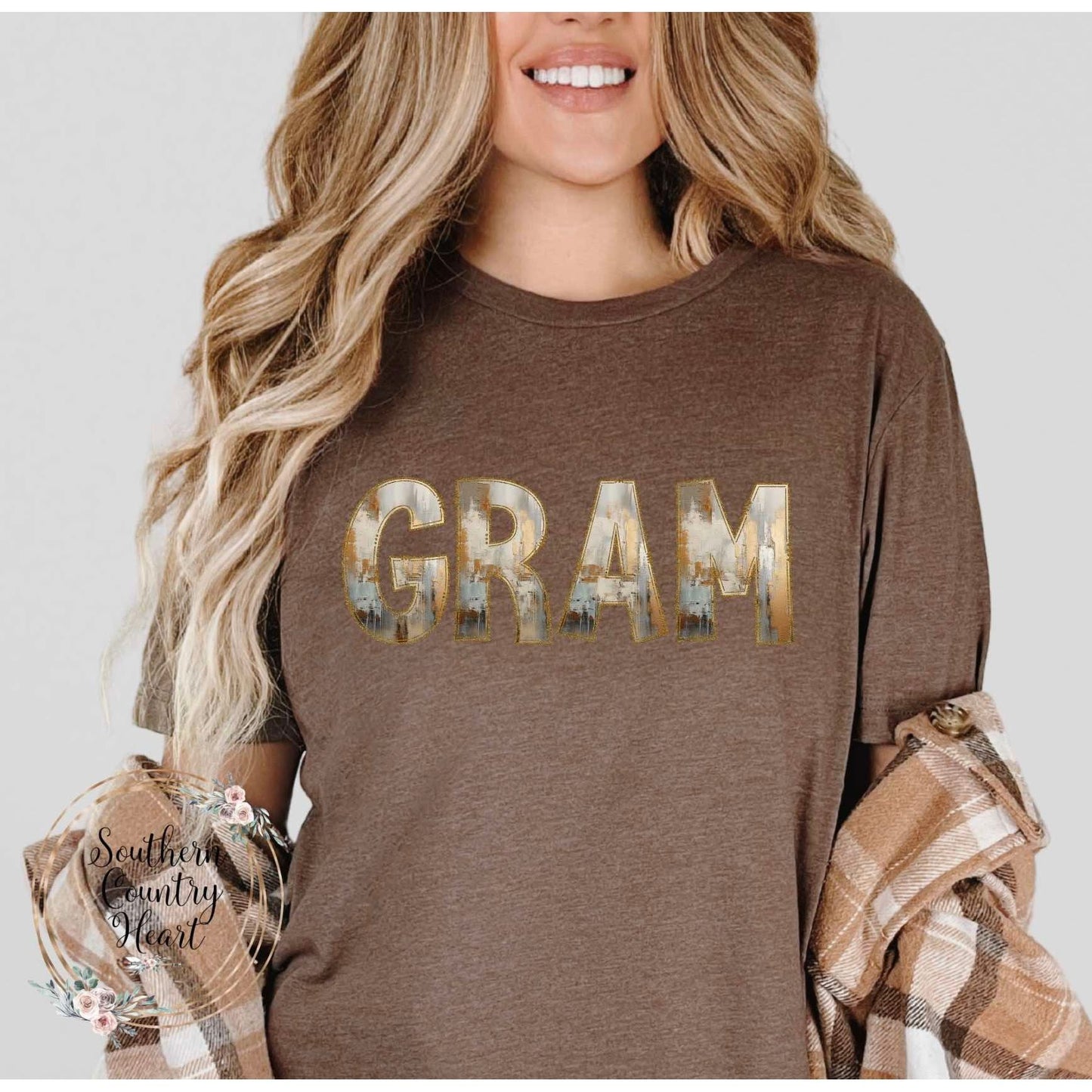 Rustic Painted Neutral Gram Tee - Shirt - southerncountryheart.com
