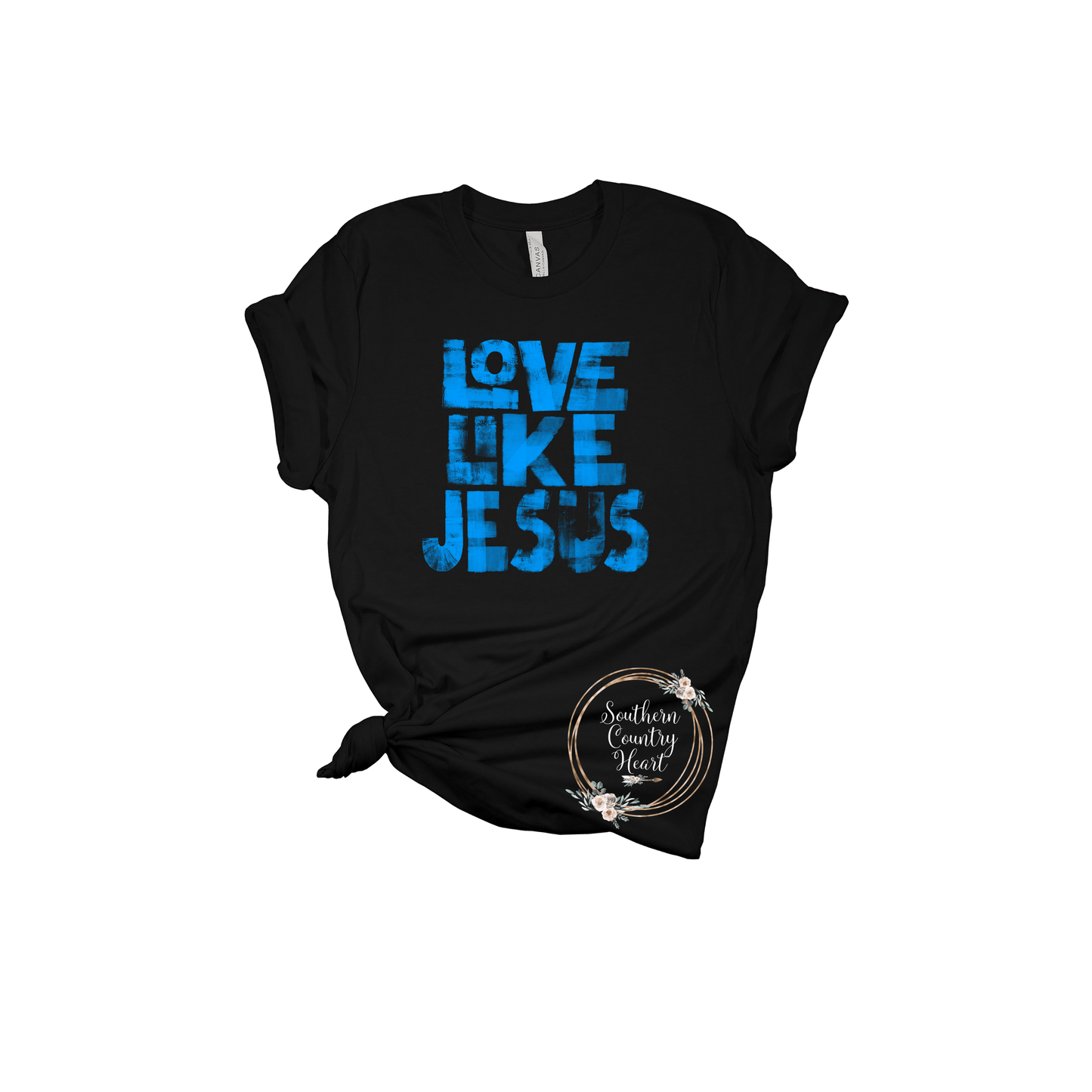 Neon Blue Love Like Jesus Tee - Shirt - southerncountryheart.com