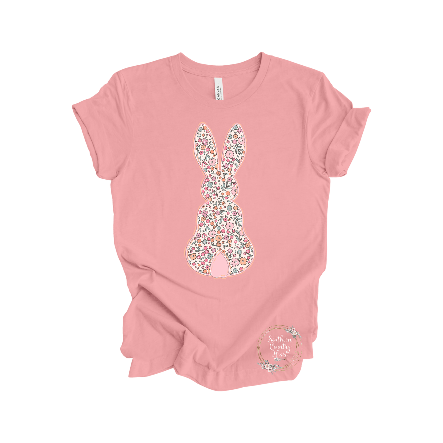 Pastel Floral Bunny Tee - Shirt - southerncountryheart.com