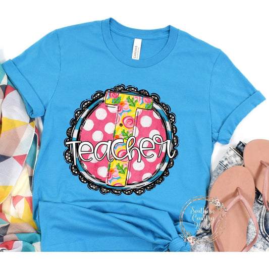 Sunny Dots Teacher Tee - Shirt - southerncountryheart.com
