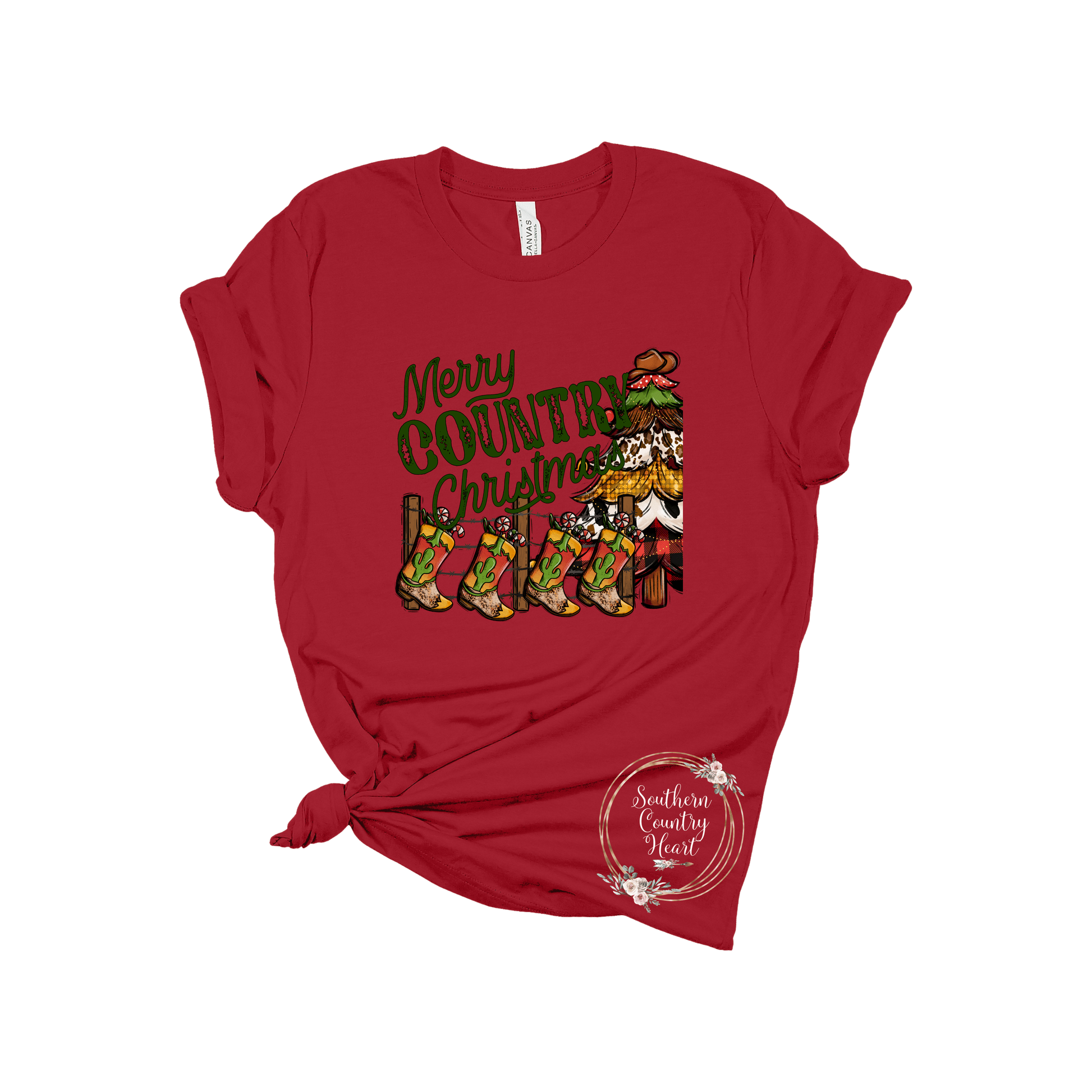 Merry Country Christmas Tee - Shirt - southerncountryheart.com