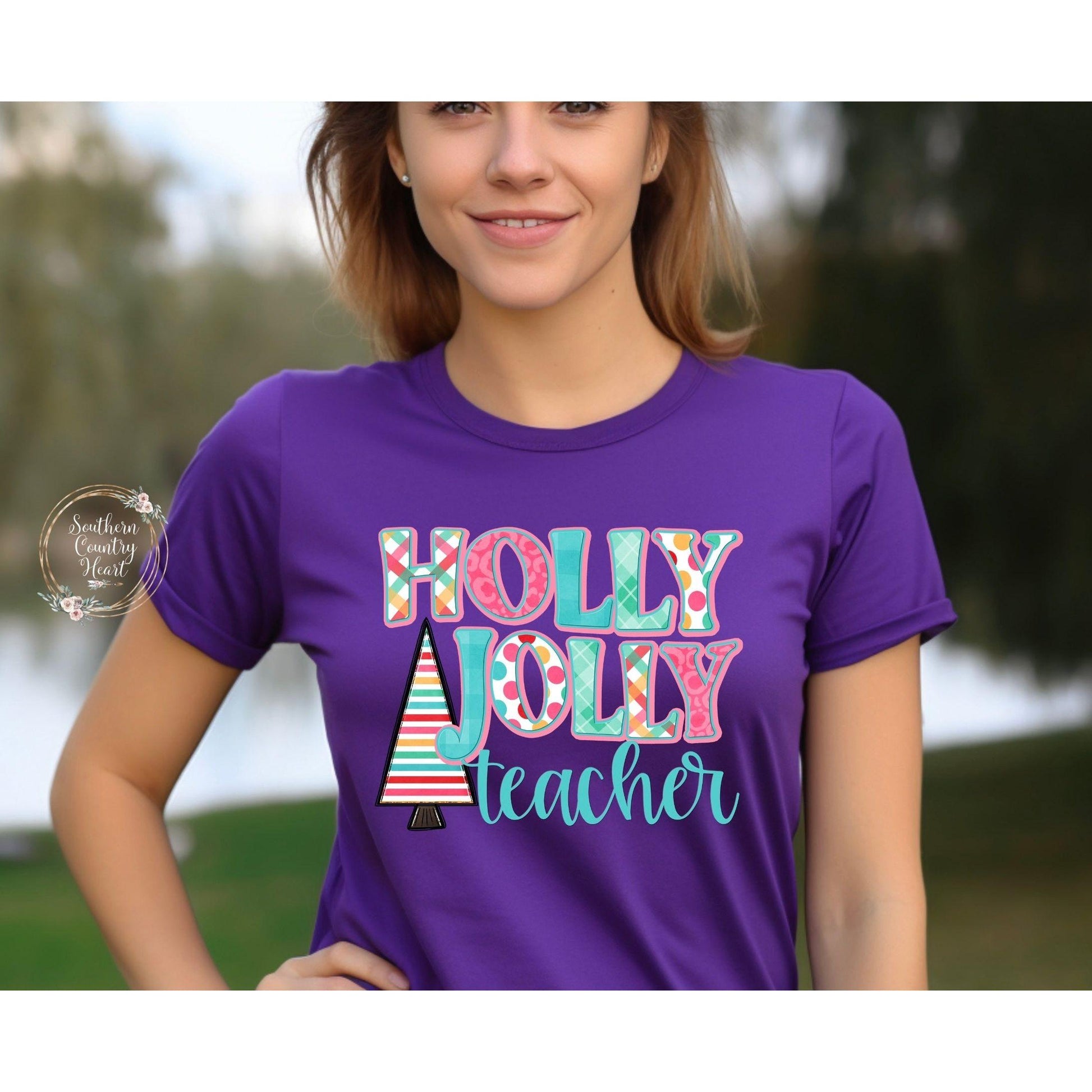 Holly Jolly Teacher Tee - Shirt - southerncountryheart.com