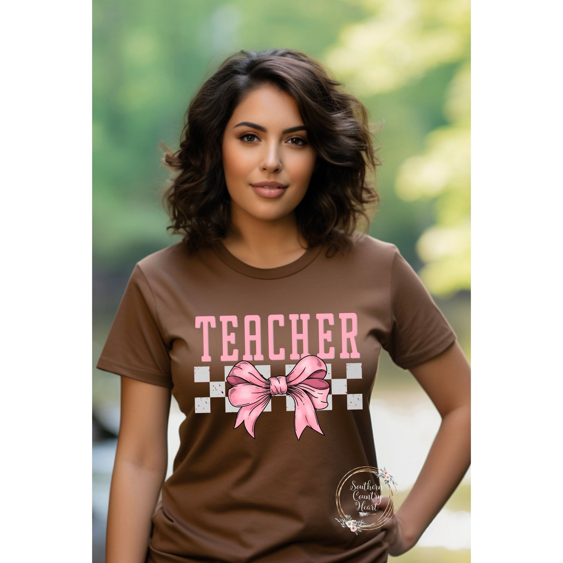 Teacher Bow Tee - Shirt - southerncountryheart.com