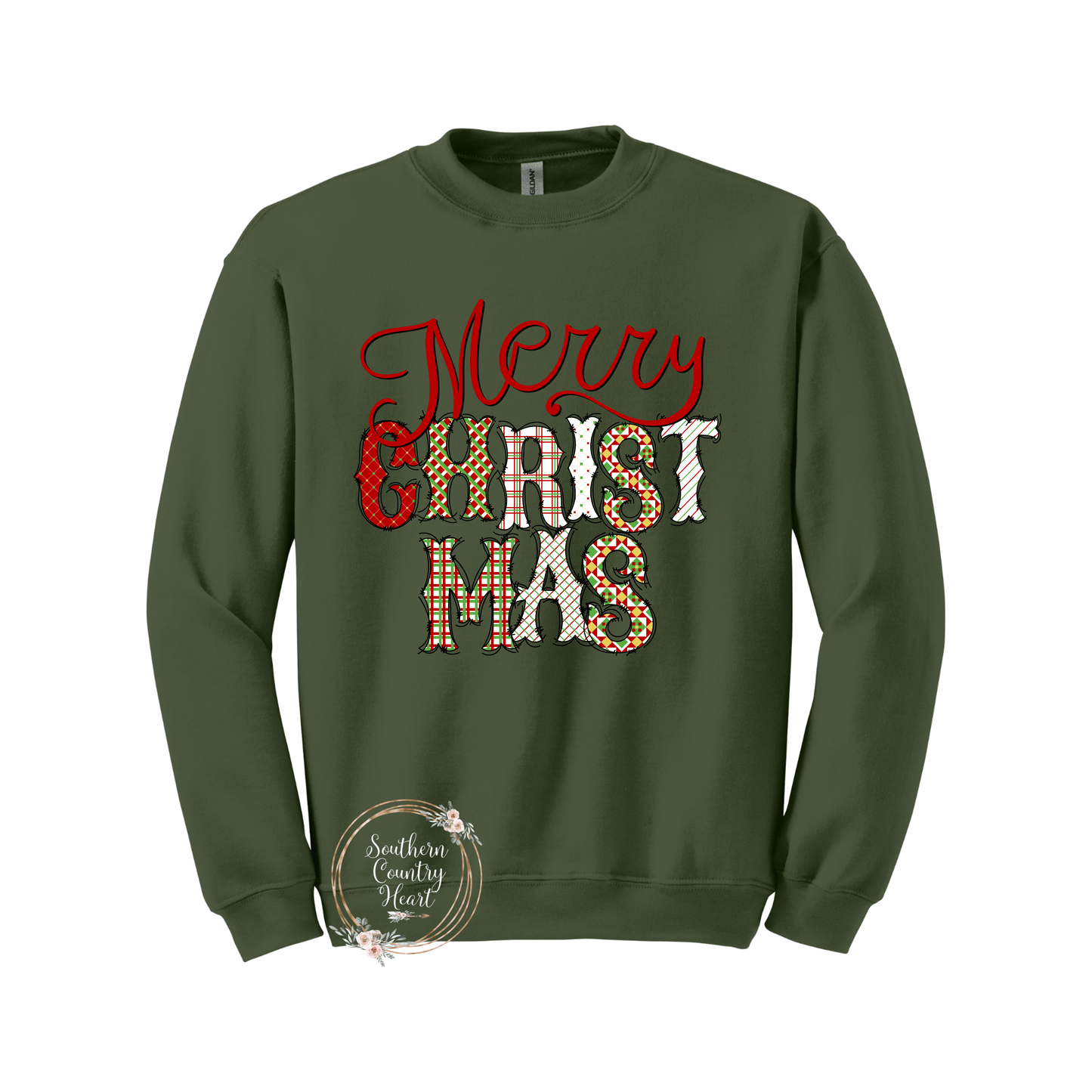Merry Christmas Without Frame Sweatshirt - southerncountryheart.com