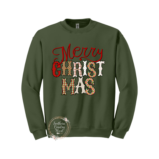 Merry Christmas Without Frame Sweatshirt - southerncountryheart.com