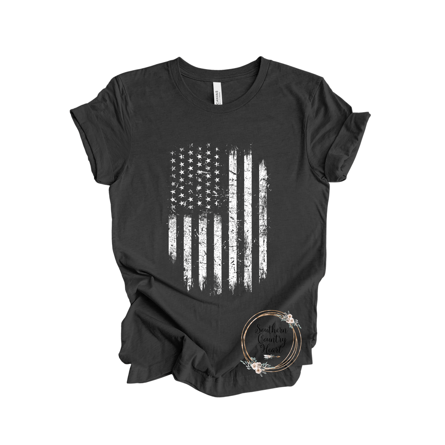 Distressed Flag Tee - Shirt - southerncountryheart.com