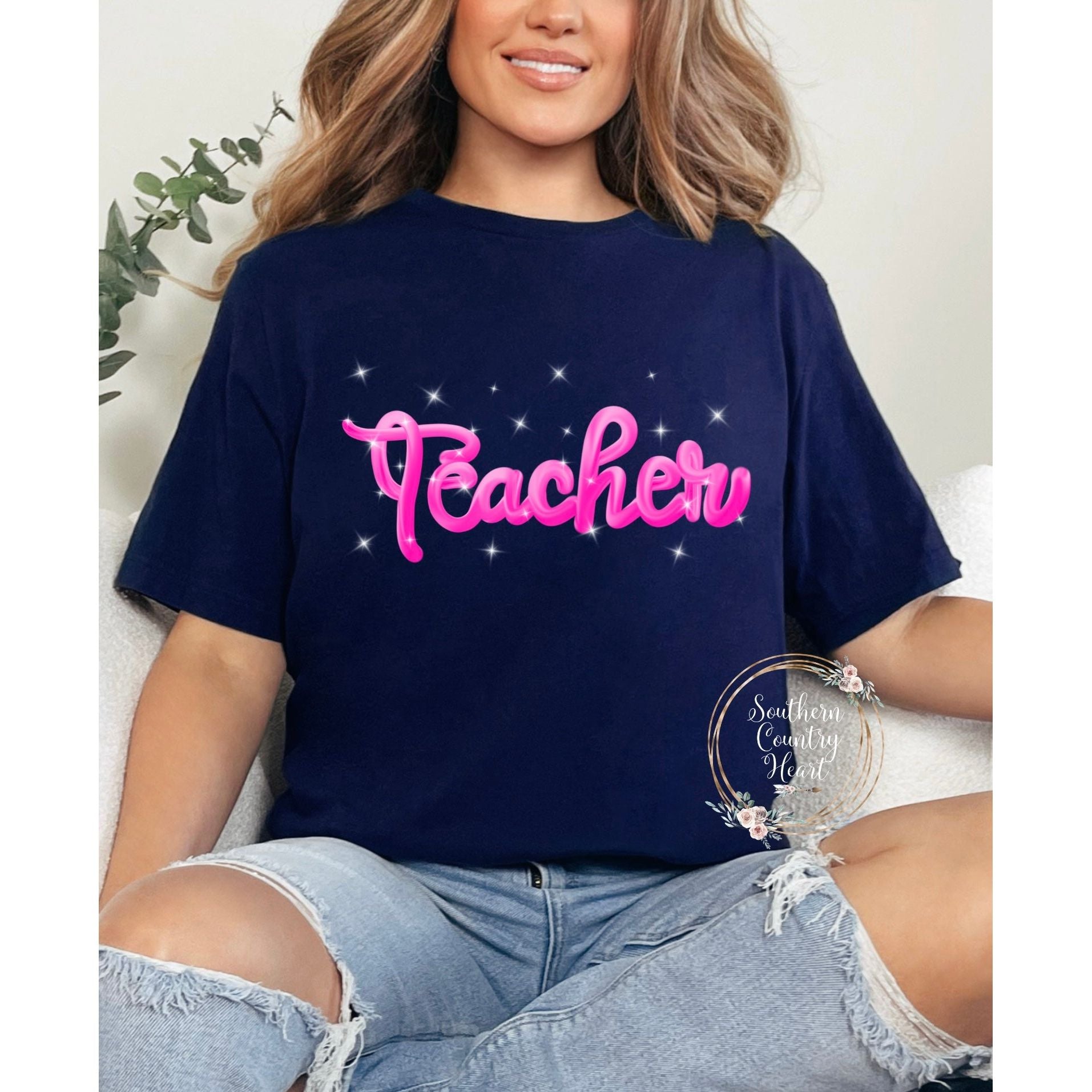 Teacher Hot Pink Tee - Shirt - southerncountryheart.com