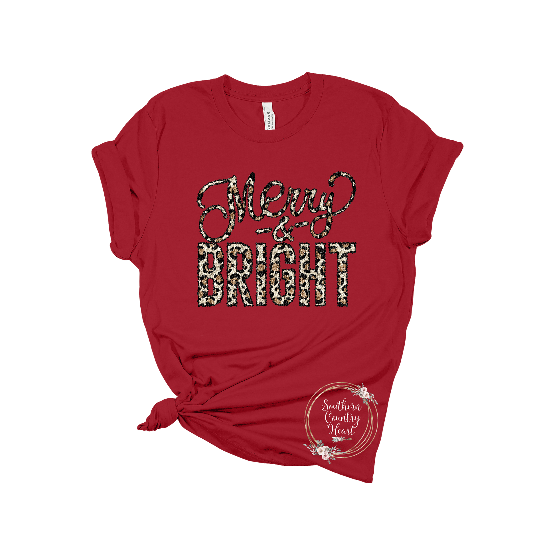 Merry & Bright Leopard Tee - Shirt - southerncountryheart.com
