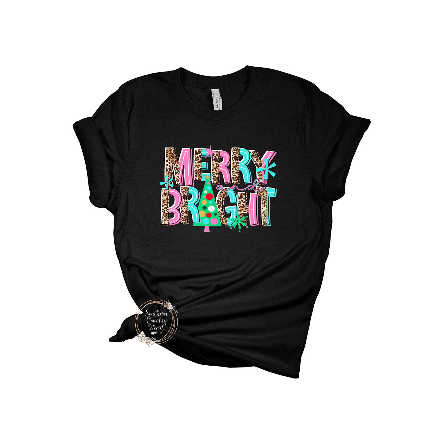 Merry & Bright Tee - Shirt Black - southerncountryheart.com