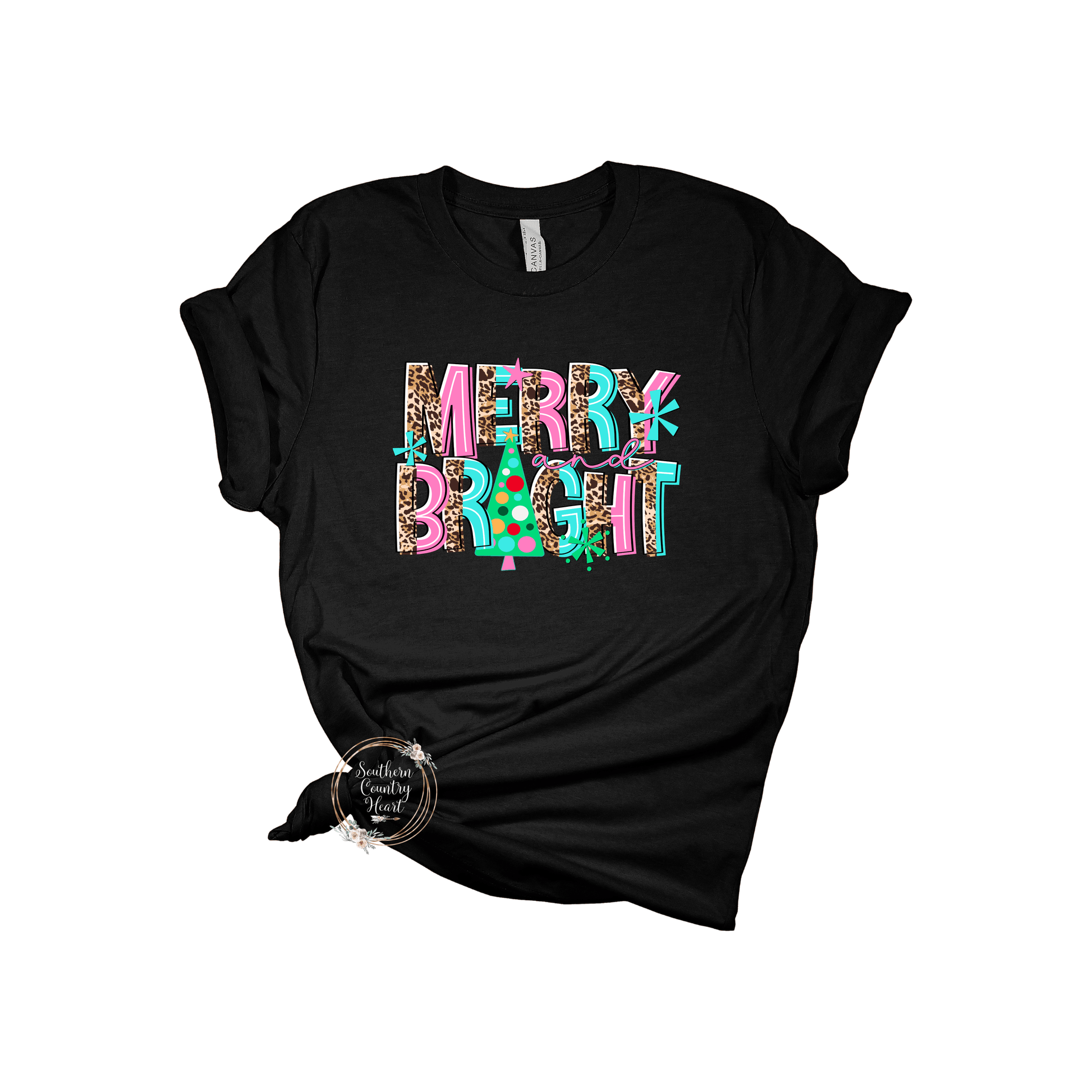 Merry & Bright Tee - Shirt Black - southerncountryheart.com