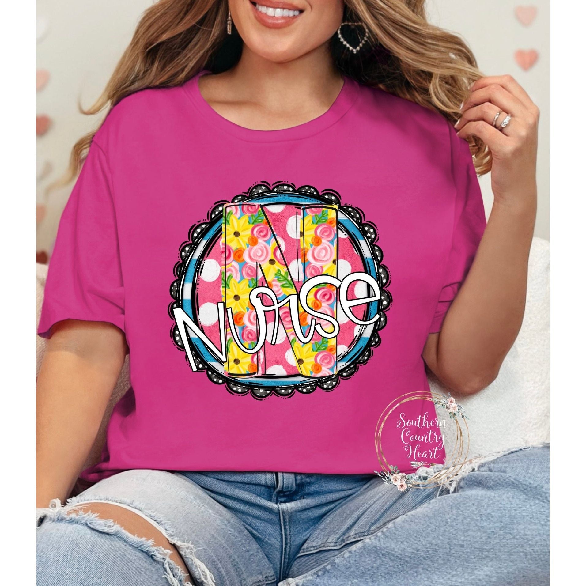 Sunny Dots Nurse Tee - Shirt - southerncountryheart.com