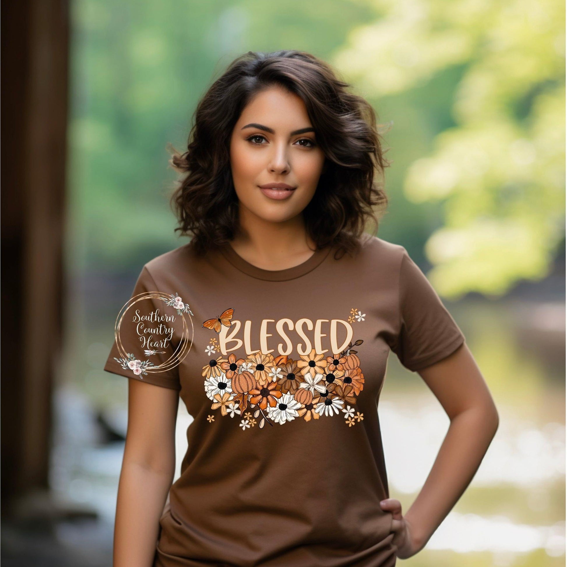Fall Floral Blessed Tee - Shirt - southerncountryheart.com
