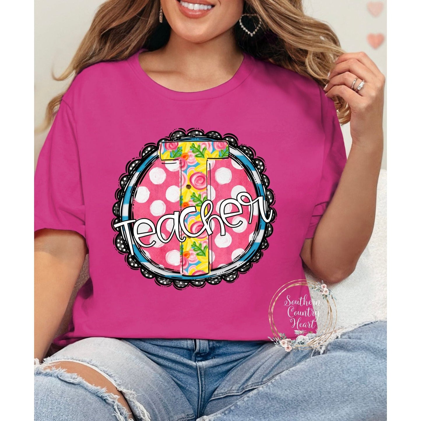 Sunny Dots Teacher Tee - Shirt - southerncountryheart.com
