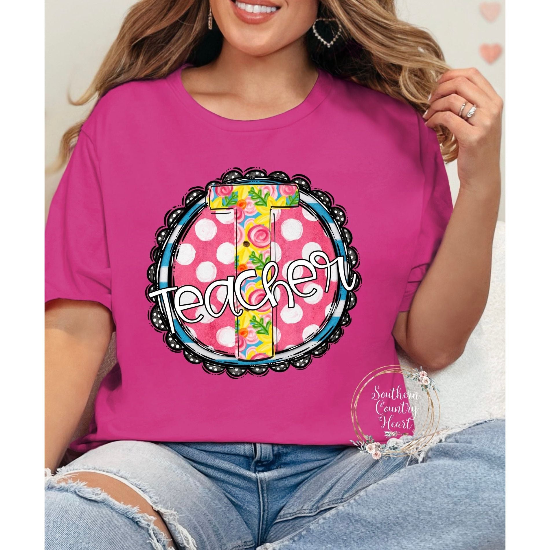 Sunny Dots Teacher Tee - Shirt - southerncountryheart.com