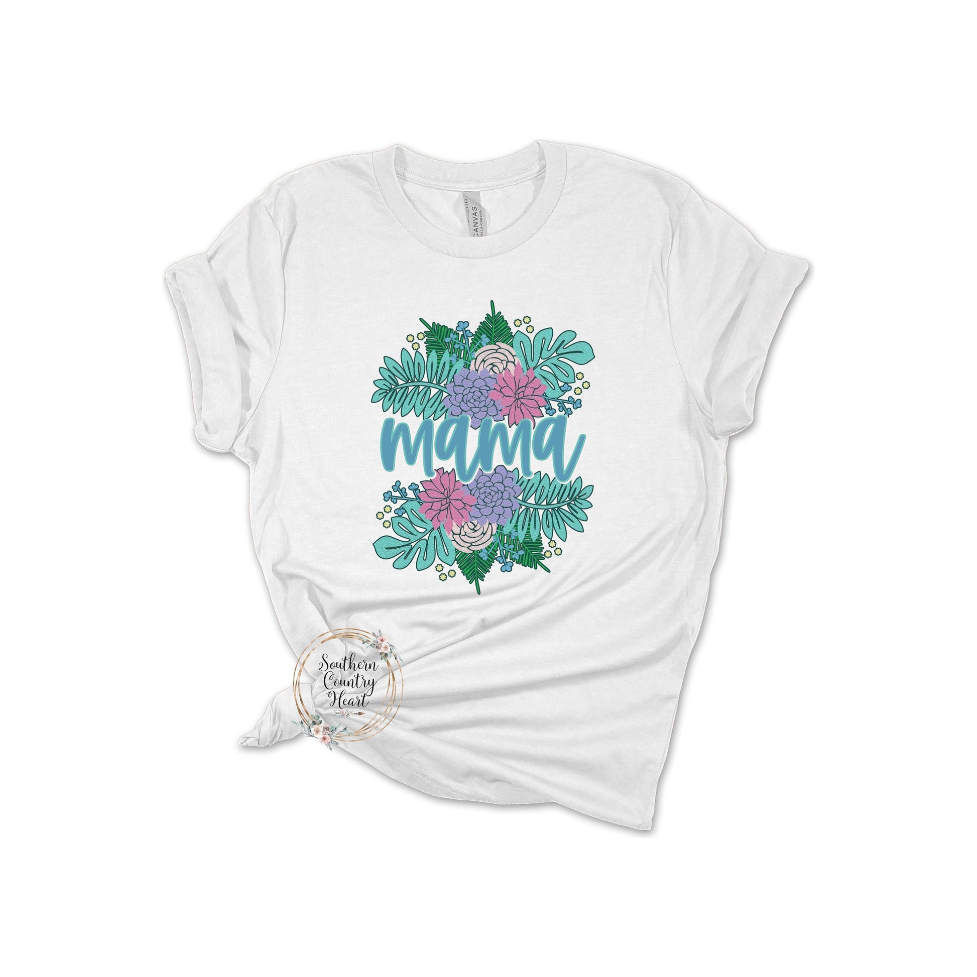 Summer Floral Split Mama Tee - Shirt - southerncountryheart.com