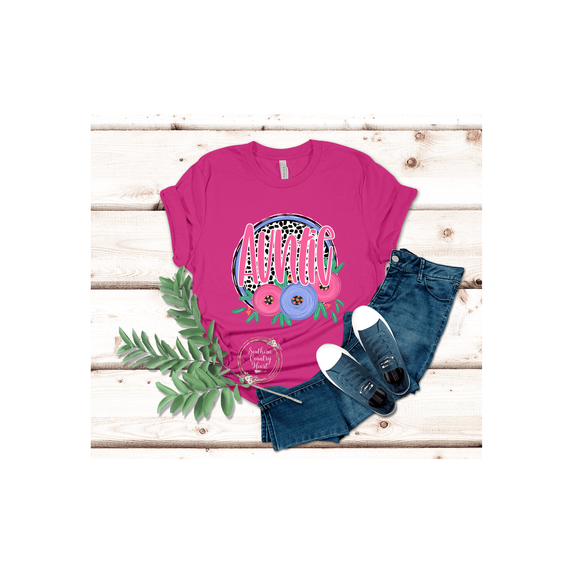 Dot and Floral Custom Tee - Shirt - southerncountryheart.com