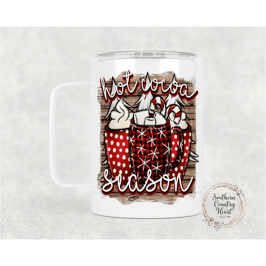Hot Cocoa Season - 14oz Travel Mug w/ Lid - southerncountryheart.com