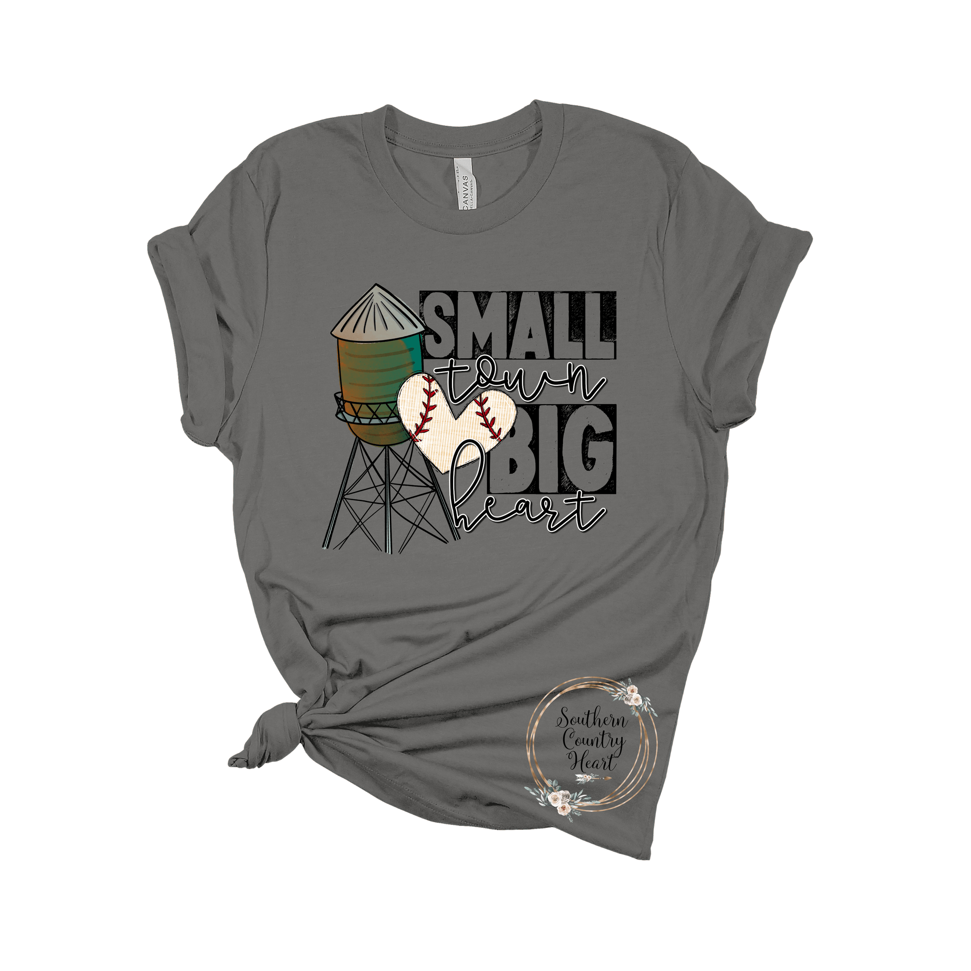 Small Town Big Heart Baseball Tee - Shirt - southerncountryheart.com