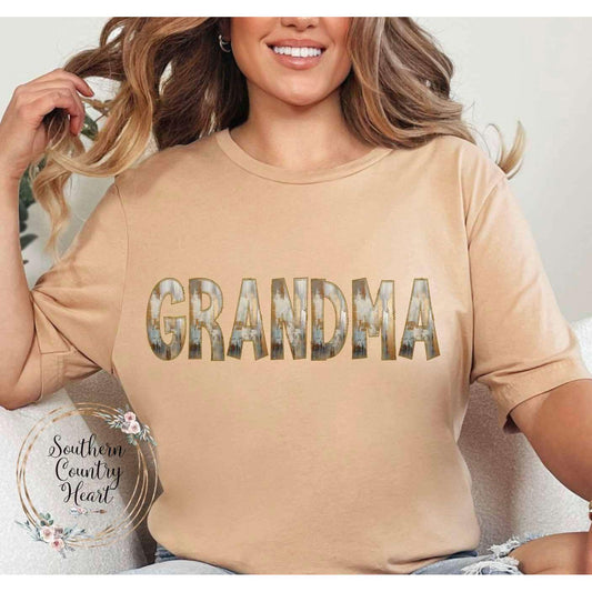 Rustic Painted Neutral Grandma Tee - Shirt - southerncountryheart.com